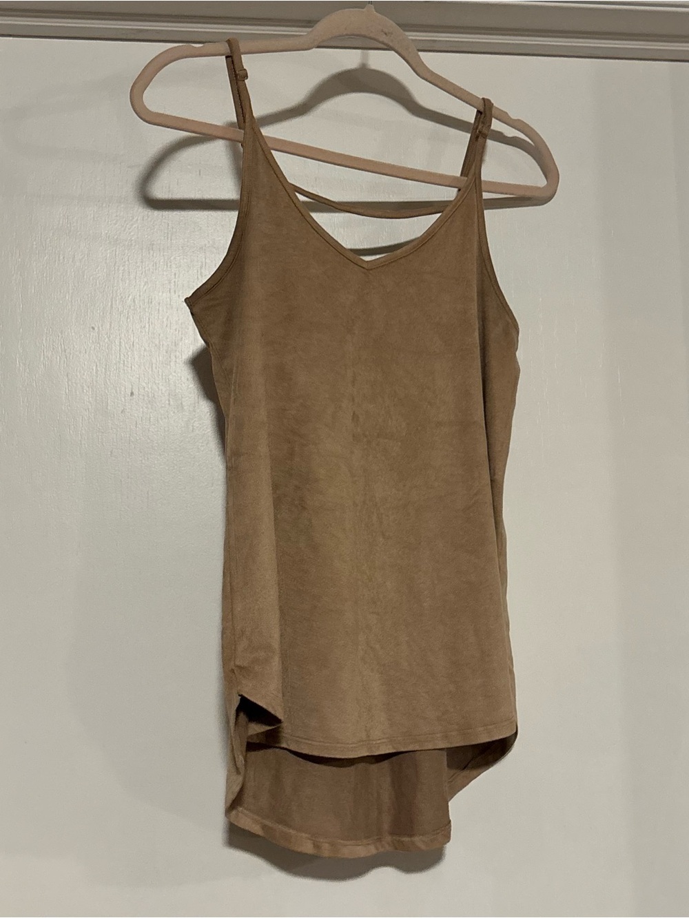 Shyanne Tan Suede-Look Cami Tank with Strap Detail